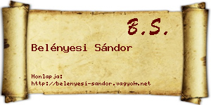 Belényesi Sándor névjegykártya